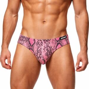 Jockmail Medium (27-30) Mens Pink Snakeskin Print Brief Low Rise Underwear JM394